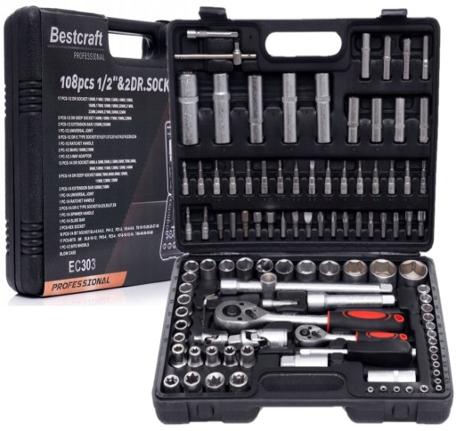 НАБІР ІНСТРУМЕНТІВ НАБІР КЛЮЧІВ НАКИДНИЧНИХ 108 ЕЛЕМЕНТ.