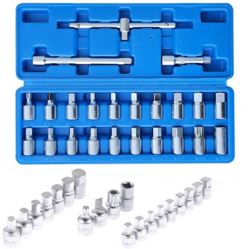 НАБОР ТОРЦЕВЫХ ГОЛОВОК ТОРЦЕВЫЕ КЛЮЧИ КОЛПАЧКИ ДЛЯ МАСЛЯНЫХ ПРОБОК РУЧКА 23EL