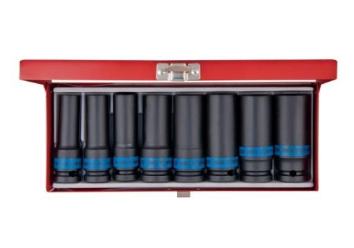 НАБОР УДАРНЫХ НАСАДОК 1/2 8 шт. ДЛИННЫЙ 6-сторонний. 12–24 мм, КАССЕТА King Tony