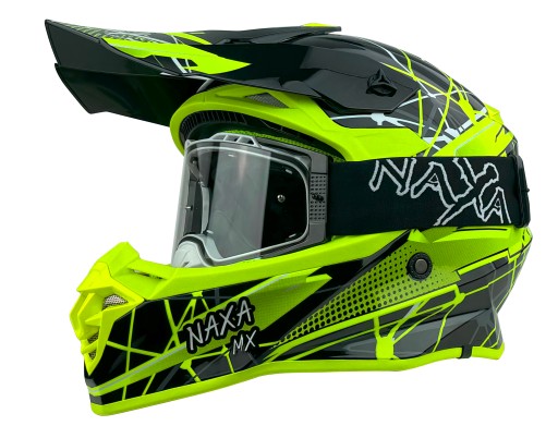 Комплект мотоциклетного шлема NAXA C9 r. S + очки премиум жесткий съемный козырек