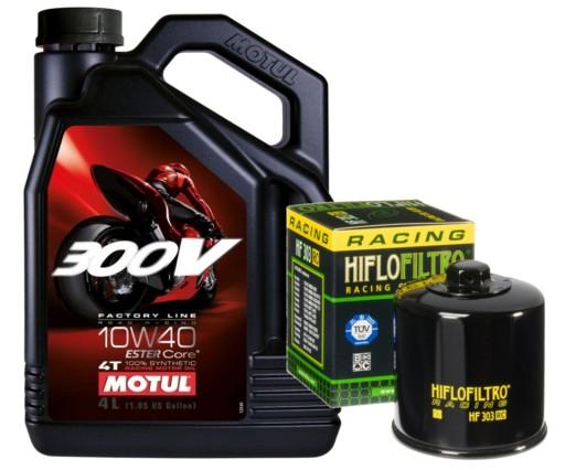 ZESTAW OLEJ MOTUL 300V ESTER 10W40 4 LITRY MOTOCYKLOWY HF303RC - MOTUL OIL SET 300V ESTER 10W40 4 ЛИТРА МОТОЦИКЛ HF303RC