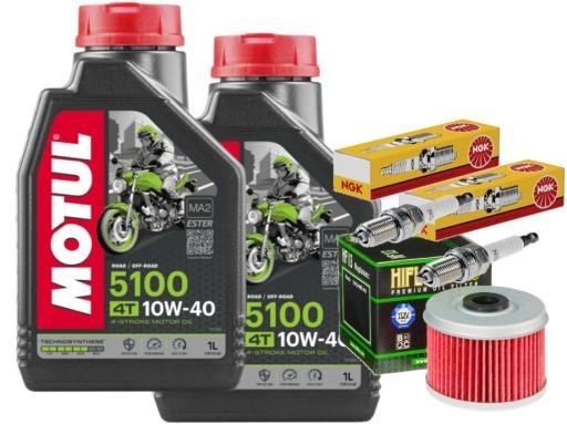 ZESTAW OLEJ MOTUL 5100 10W40 2L HF113 CR8EH9 x 2 HONDA XL125 Varadero 01-12 - НАБОР МАСЛА MOTUL 5100 10W40 2L HF113 CR8EH9 x 2 HONDA XL125 Varadero 01-12