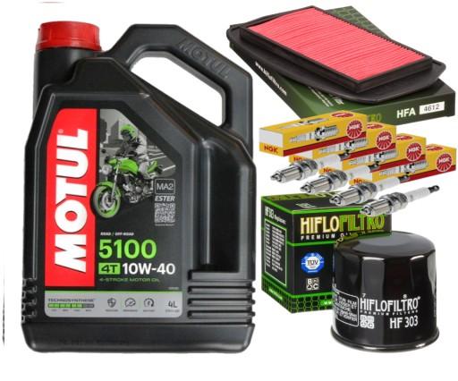 ZESTAW OLEJ MOTUL 5100 10W40 4L + FILTRY ŚWIECE NGK YAMAHA FZ6 FAZER 04-06 - КОМПЛЕКТ MOTUL 5100 МАСЛО 10W40 4Л + ФИЛЬТРЫ NGK ЗАГЛУШКИ YAMAHA FZ6 FAZER 04-06