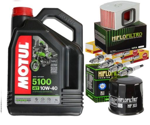 ZESTAW OLEJ MOTUL 5100 10W40 +FILTRY ŚWIECE HONDA CB750 92-01 SEVEN FIFTY - КОМПЛЕКТ MOTUL 5100 10W40 МАСЛО + ФИЛЬТРЫ ПРОБКИ HONDA CB750 92-01 SEVEN FIFTY