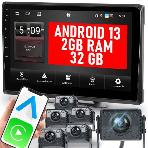 КОМПЛЕКТ ДЛЯ ПАРКОВКИ МОНИТОР С 6 КАМЕРАМИ ЗАДНЕГО ЗАДНЕГО ГОДА 10,1 ДЮЙМОВ, 6 КАНАЛОВ, Android CARPLAY