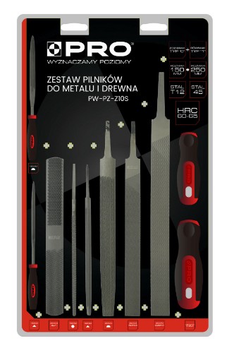 НАБІР НАПИЛКІВ ДЛЯ ДЕРЕВА ТА МЕТАЛУ 10 ШТ. ЗІ ЗМІННОЮ РУЧКОЮ