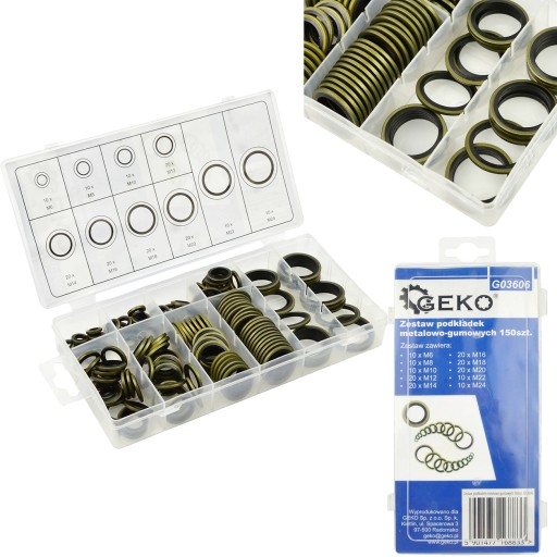 150pcs Geko метал / гумові шайби набір