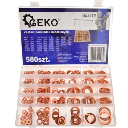 НАБІР МІДНИХ ШАЙБ 580 ШТ 29 ВИДІВ