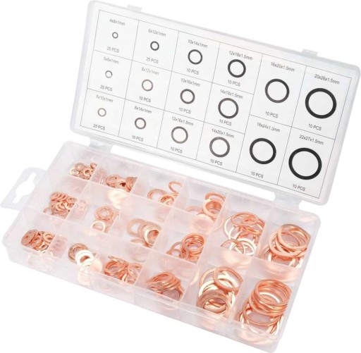 НАБІР ШАЙБ М'ЯКИХ МІДНИХ 220 ШТ