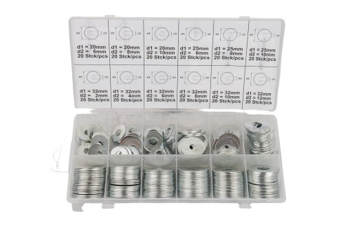 НАБІР ШАЙБ СТАЛЕВИХ 240 ШТ. РІЗНІ РОЗМІРИ