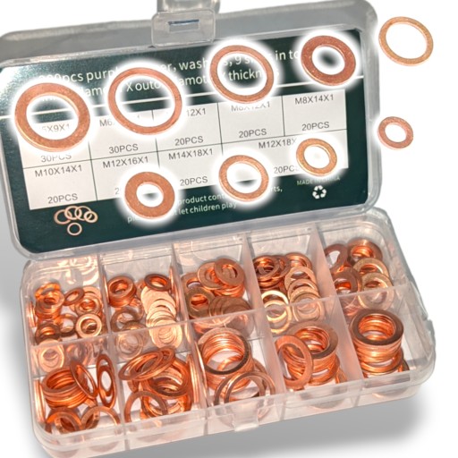 НАБІР ШАЙБ МІДНИХ УПЛОТНЕНЬ ШАЙБИ МІДНІ УПЛОТНЕННЯ 200 шт.