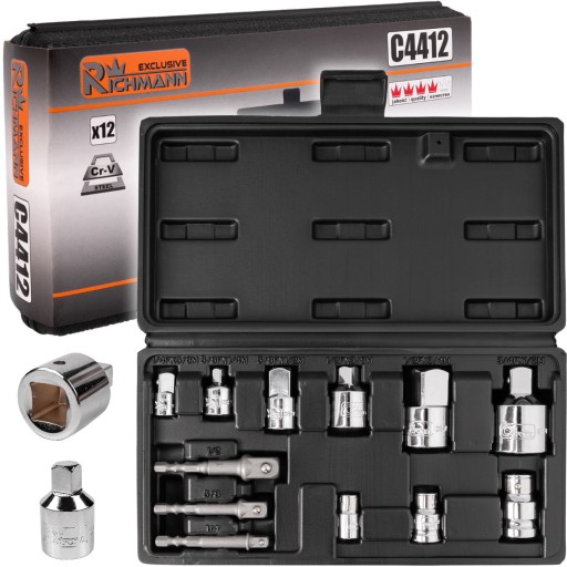 НАБОР ПЕРЕХОДНИК ДЛЯ ТОРЦОВЫХ ОТВЕРТОЧНЫХ КЛЮЧЕЙ 12 ШТ. RICHMANN