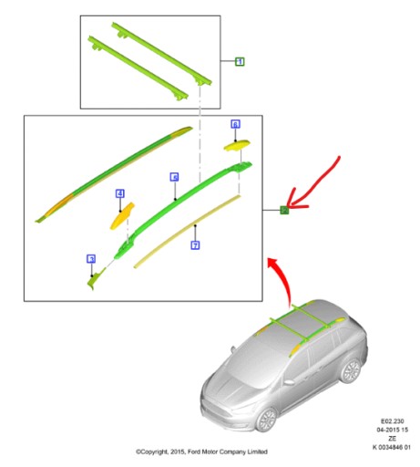 FORD C-MAX Mk2 РЕЙЛІНГ НА ДАХ
