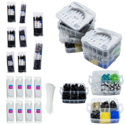 НАБІР АВТОМОБІЛЬНИХ КЛІПС 500 ШТ + РІЗНІ КЛИПСИ 1600 ШТ