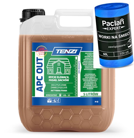 НАБІР TENZI APC OUT ДЛЯ ОЧИЩЕННЯ ФАСАДІВ ДАХІВ 5Л + МІШКИ PACLAN 60Л 100
