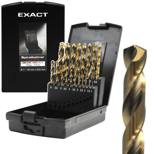НАБОР СВЕРЛ ПО МЕТАЛЛУ 19 ШТ. HSS-CO5 DIN 338 КОБАЛЬТ ТОЧНЫЙ