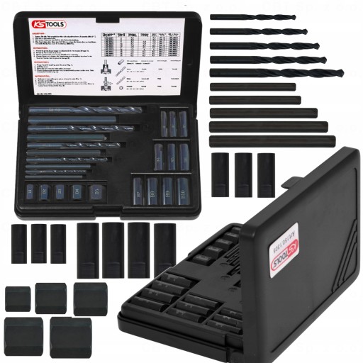 НАБІР ЕКСТРАКТОРІВ ДЛЯ ЗЛАМАНИХ ГВИНТІВ І ШТИРІВ ЗЛАМАНА ГОЛОВКА 25 ШТ ВАЛІЗА