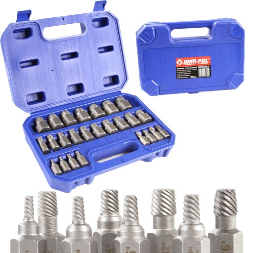 НАБІР ЕКСТРАКТОРІВ ДЛЯ ПОШКОДЖЕНИХ ВНУТРІШНІХ Гвинтів 25 ЕЛЕМЕНТІВ