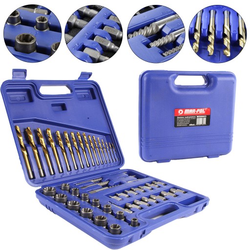 НАБІР ЕКСТРАКТОРІВ ДЛЯ ПОШКОДЖЕНИХ Гвинтів і Гайок 49 ЕЛЕМЕНТІВ ВЕЛИКИЙ НАБІР