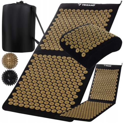 ЗОЛОТОЙ АКУПРЕССУРНЫЙ КОВРИК + ПОДУШКА ДЛЯ ЗДОРОВЬЯ + ЧЕХОЛ ДЛЯ 2 ШАРИКОВ