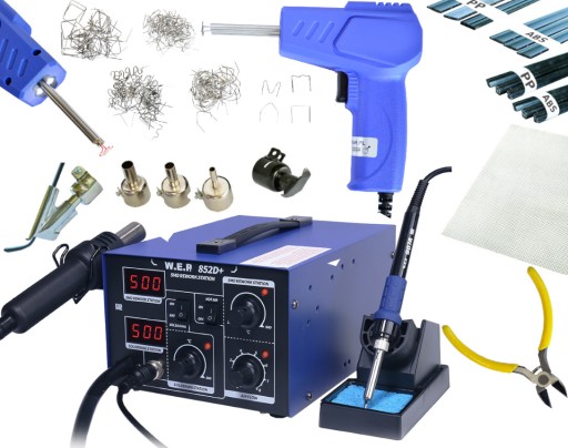 МАШИНА ДЛЯ ПЛАСТИКОВОГО СТЕПЛЕРА + ЗВАРЮВАЛЬНА МАШИНА WEP 852D + Набір із 6 насадок