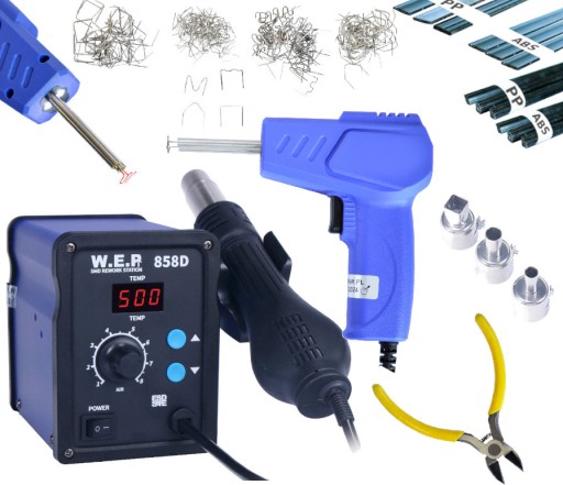 ПЛАСТИКОВЫЙ СКОБ СВАРОЧНЫЙ СТАНОК WEP 858D + Набор насадок для материала