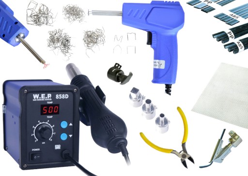 ПЛАСТИКОВЫЙ СКОБ СВАРОЧНЫЙ СТАНОК WEP 858D + Набор насадок для сетки для материала