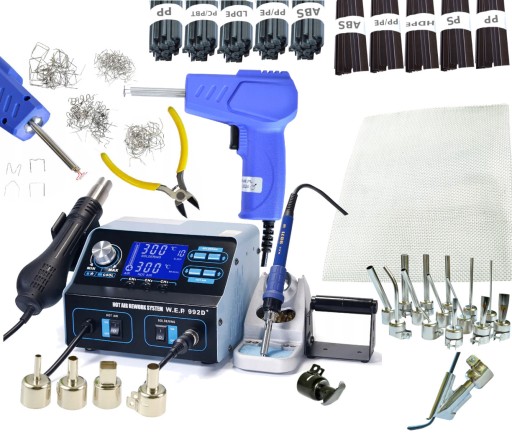 ПЛАСТИКОВЫЙ СКОБ СВАРОЧНЫЙ СТАНОК WEP 992D+ +1 кгПластик 21xНасадки Утюг