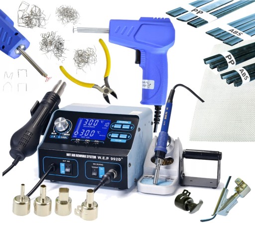 ПЛАСТИКОВИЙ СТЕПЛЕР СКОБОЗВАРЮВАЛЬНИК WEP 992D+ +Матеріал 7xНасадки АЛЕ Залізо