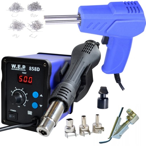 ПЛАСТИКОВИЙ СТЕПЛЕР + ЗВАРЮВАЛЬНИЙ АПАРАТ HOTAIR WEP 858D 3x НАСАДКА + ЧЕРЕВИК, ПРУСКА