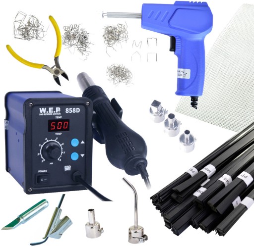 МАШИНА ДЛЯ ПЛАСТИКУ + ЗВАРЮВАЛЬНА МАШИНА HOTAIR WEP 858D + 6 насадок Кінчик Сітка Binder
