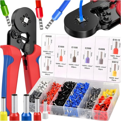 Інструмент для обтиску кабельних наконечників, квадрат, комплект від E0508 ​​​​до E10-12