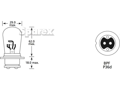 S.109971 - Лампа 12В, 50/40Вт, P36d