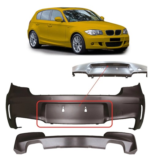 Задній бампер з дифузором для BMW 1 (E87) Хетчбек 2004 - 2011 стиль M1