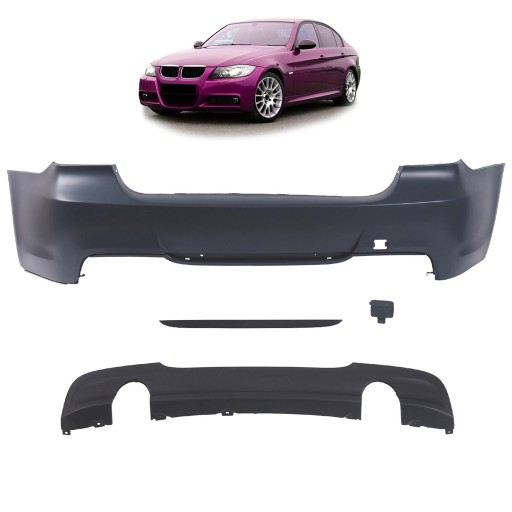 Бампер задній з дифузором для BMW 3 (E90) Седан 2005 - 2011 M style пакет