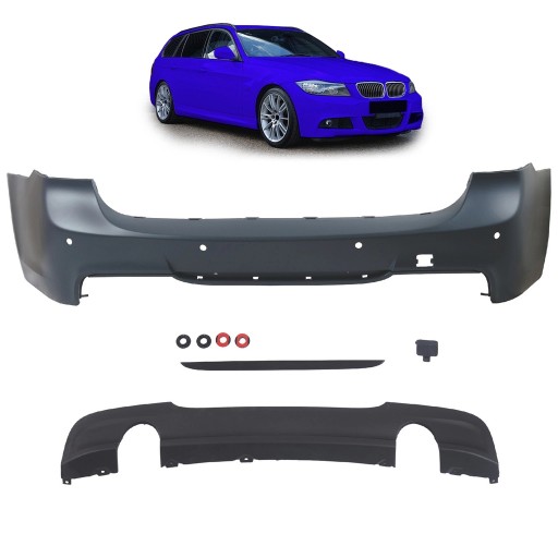 Задний бампер с диффузором для BMW 3 (E91) Touring 2008 - 2011 M style пакет