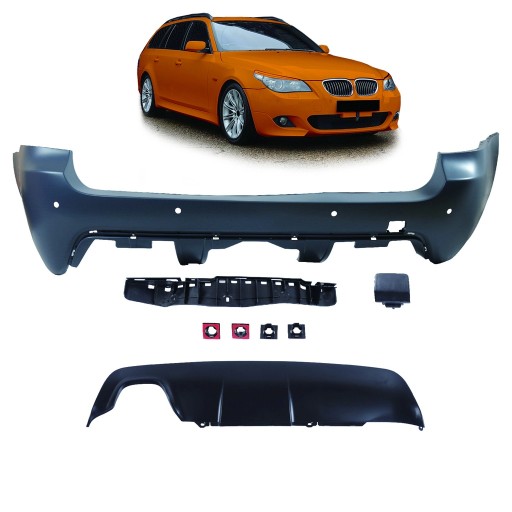 Задній бампер з дифузором для BMW 5 (E61) Touring 2007 - 2010 M style package