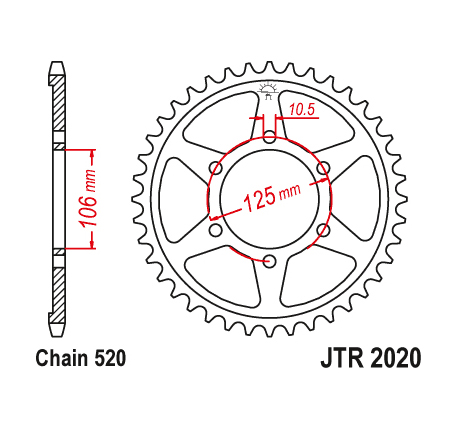 JTR2020.41 - Зірочка задня сталева JT JTR2020.41 41 зуб 520