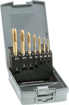 Набор машинных метчиков DIN371/376 HSSE TiN, форма B M3-12 + сверло для