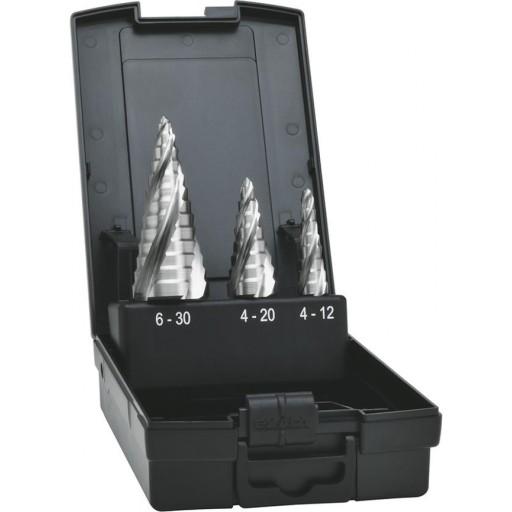 Набор ступенчатых сверл HSS с начальными спиральными рядами 4-30 мм.