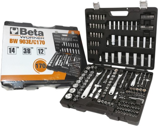 Набір 170 головок 1/4 - 3/8 - 1/2 з аксесуарами Beta Worker BW903E/C170