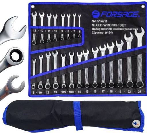 Набір ріжкових ключів 6-24 мм з тріскачкою