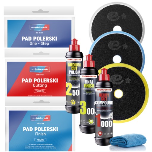 Набор из 3x полировальной пасты Menzerna + 3x губки для липучки e-Painter