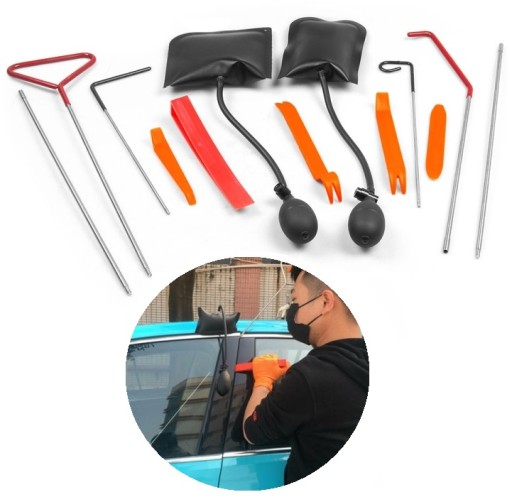 Комплект для аварийного открывания дверей автомобиля с подушками