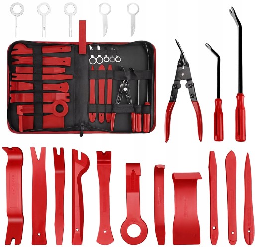 Набір для монтажу та демонтажу автомобільної оббивки 19 елементів червоний