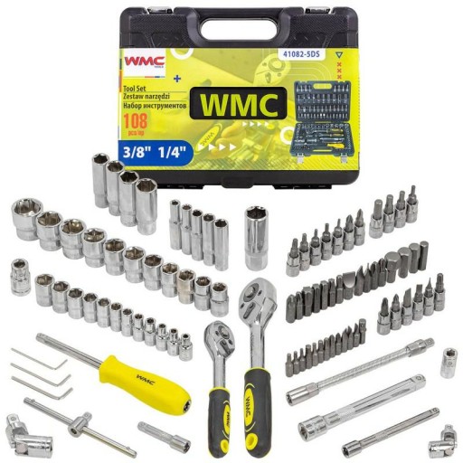 Набор торцевых ключей 108el Cr-V, корпус 1/4 дюйма и 3/8 дюйма, 6 точек, 4–22 мм