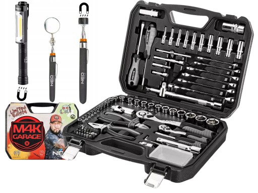 NEO M4K Набор гаражных инструментов 90 шт. + Инспекционный набор, торцевые ключи