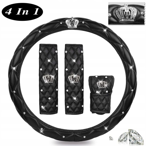 Набір чорних автомобільних чохлів з діамантами