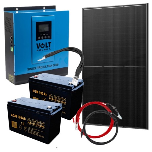 Zestaw Solarny 3000W 6000W Inwerter 230V AGM 400Ah - Солнечная фотоэлектрическая установка, панель 3000 Вт, солнечный преобразователь 415 Вт, ИБП 230 В