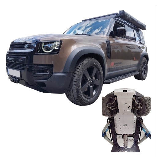 Комплект алюминиевых защитных пластин HD New Defender L663 от D300 2020 г.в.